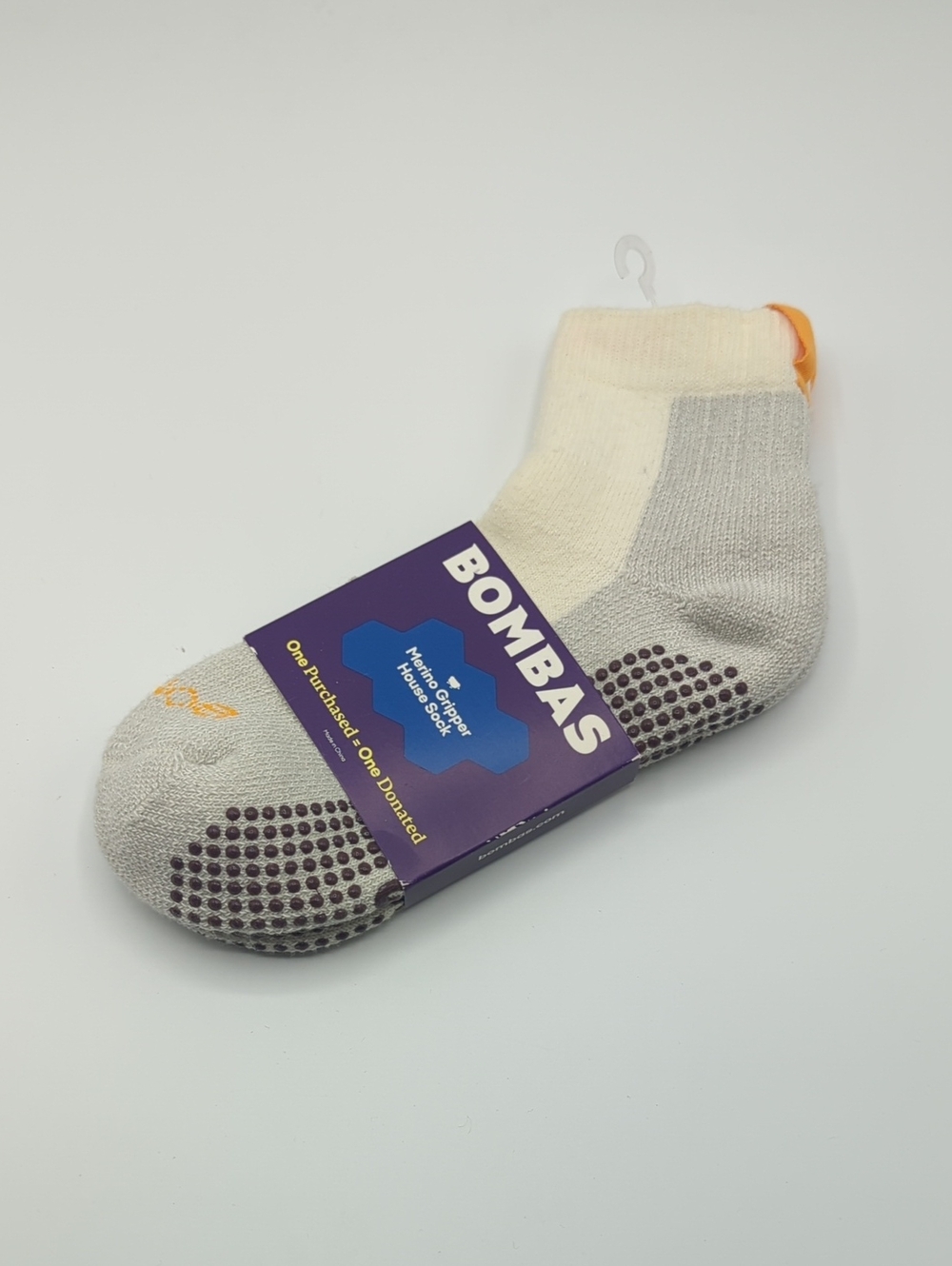 Bombas Unisex Merino Gripper House Socks - Cream and Gray
